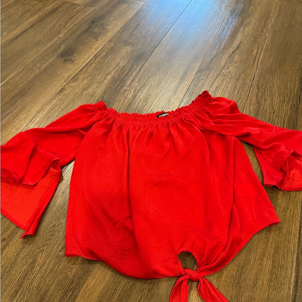 Express Vibrant Red Off-Shoulder Blouse